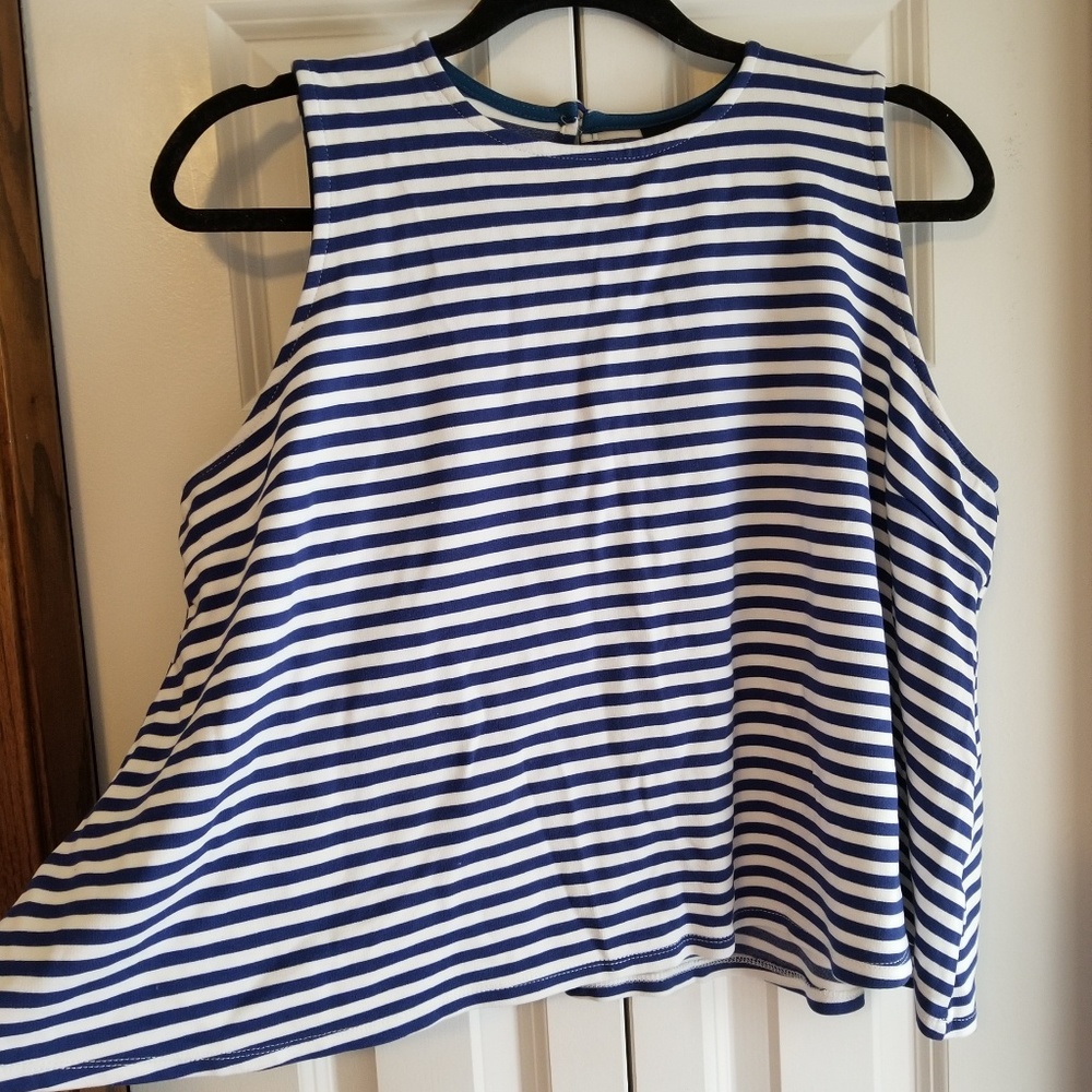 Bobeau navy and white striped crop top